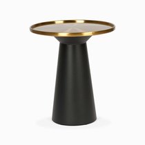 Кофейный столик Vaso Gold диаметр 45, цвет золотой/черный - Cosmo