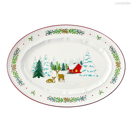 Блюдо сервировочное Nordic winter из коллекции New Year Essential, 34,6х24 см - Tkano
