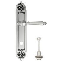 Дверная ручка Venezia Pellestrina WC-2 на планке PL96 натуральное серебро + черный - Venezia Collezione