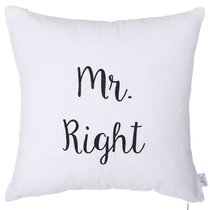 Чехол для подушки "Mr. Right", 43х43 см, P702-7019/1, цвет молочный, 43x43 - Altali