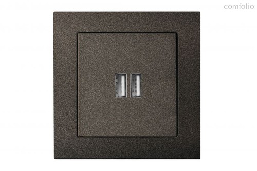 Розетки и выключатели: Устройство зарядное USB (A+A) 3,4А, антрацит, Classic - Kanlux