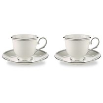 Набор из 2 чашек чайных с блюдцами Lenox "Федеральный,платиновый кант" 180мл - Lenox