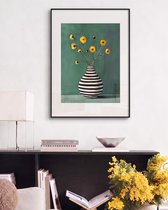 Постер Flowers &amp; striped vase - Louvre Home