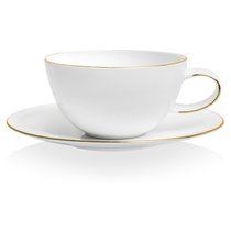 Чашка чайная с блюдцем Mix&Match Синергия. Золотой кант 250 мл, костяной фарфор - Mix&Match