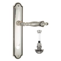 Дверная ручка Venezia Olimpo WC-4 на планке PL98 натуральное серебро + черный - Venezia Collezione