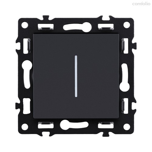 Выключатель 1-клавишный проходной 10А/250В с LED подсветкой, черный Kollinger Asthetik AS-008BK - Kollinger