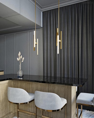 Золотой светодиодный подвес Дойл, цвет полированная латунь - Louvre Home