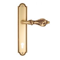 Дверная ручка Venezia Florence CYL на планке PL98 французское золото + коричневый - Venezia Collezione