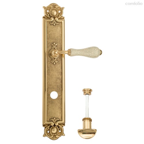 Дверная ручка Venezia Colosseo белая керамика паутинка WC-2 на планке PL97 полированная латунь - Venezia Collezione