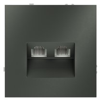 Розетка компьютерная встраиваемая VOLTUM S70 двойная RJ45+RJ45 кат.6, (титан) - Voltum
