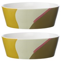 Набор из двух салатников горчичного цвета с авторским принтом из коллекции Freak Fruit, 16см - Tkano