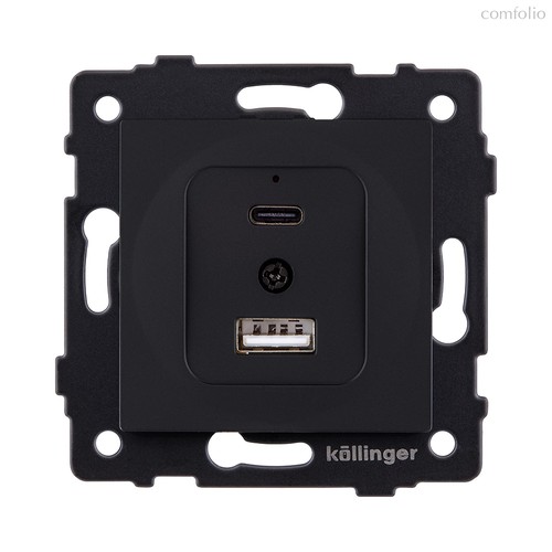 Розетка USB A+C 20W, черный матовый Kollinger REA-037BM для Aspekt, Eleganz, Reflex - Kollinger