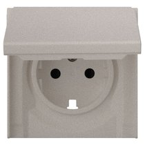 Лицевая панель для розетки 2к+з с крышкой 35634 PL, платина - Rikett