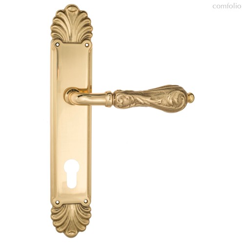 Дверная ручка Venezia Monte Cristo CYL на планке PL87 полированная латунь - Venezia Collezione