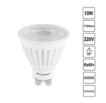 LED лампа CERAMIC 10W, 4000K, 1124Лм, Ra95, 70°, GU10, MR16, D50xH53мм, белый, 175-265В, Серия: DL18295 - Donolux
