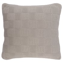 Подушка из хлопка рельефной вязки светло-серого цвета из коллекции Essential, 45х45 см - Tkano