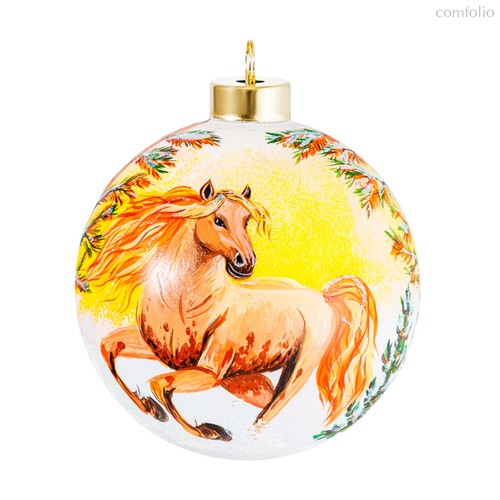 Игрушка елочная Décor de Table Шар Солнечная лошадка 10 см, стекло, п/к - Decor De Table