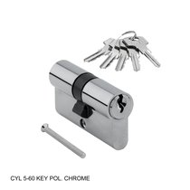 Ключевой цилиндр CYL 5-60 KEY POL. CHROME (Хром) - Rush