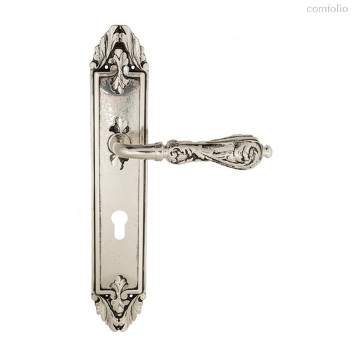 Дверная ручка Venezia Monte Cristo CYL на планке PL90 натуральное серебро + черный - Venezia Collezione