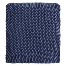 Плед из стираного хлопка темно-синего цвета из коллекции Essential, 130х180 см - Tkano