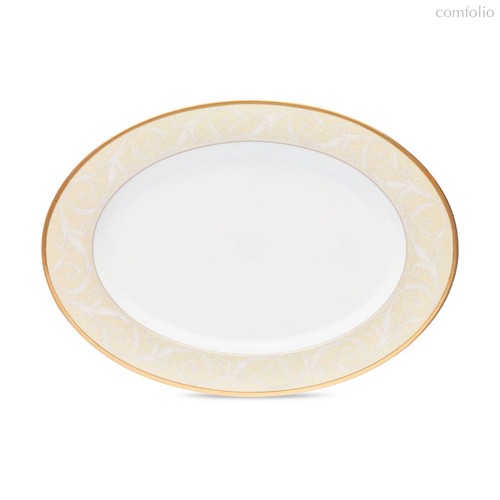 Блюдо овальное Narumi Золотой ноктюрн 38 см, фарфор костяной - Narumi