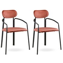Набор из 2 стульев Ror, Round, велюр, черный/темно-красный - Latitude