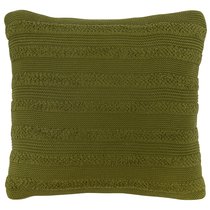 Подушка из хлопка с буклированной вязкой оливкового цвета из коллекции Essential, 45х45 см - Tkano