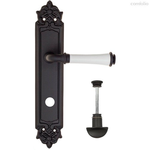 Дверная ручка на планке Fratelli Cattini GRACIA CERAMICA BIANCO WC-2 PL96-NM матовый черный - Fratelli Cattini