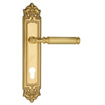 Дверная ручка Venezia Mosca CYL на планке PL96 полированная латунь - Venezia Collezione