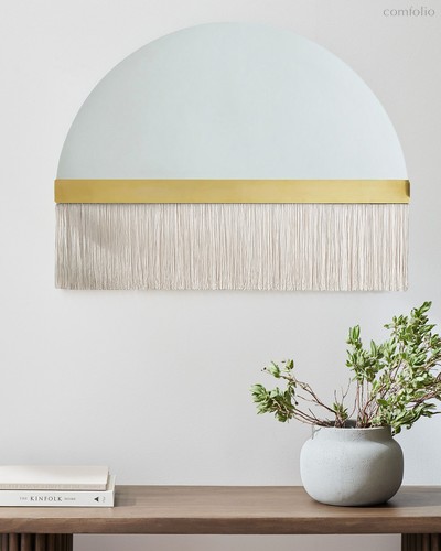 Декоративное зеркало Арья с белой бахромой, цвет золотой - Louvre Home