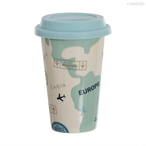 Стакан для кофе с силиконовой крышкой Travel 400мл, цвет бирюзовый - D'casa