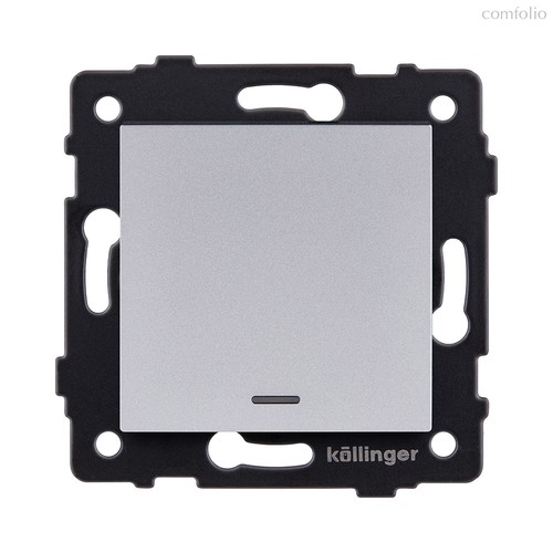 Выключатель кнопочный 1-клавишный 10А/250В с LED подсветкой, серый Kollinger REA-S-013GY для Aspekt, Eleganz, Reflex - Kollinger