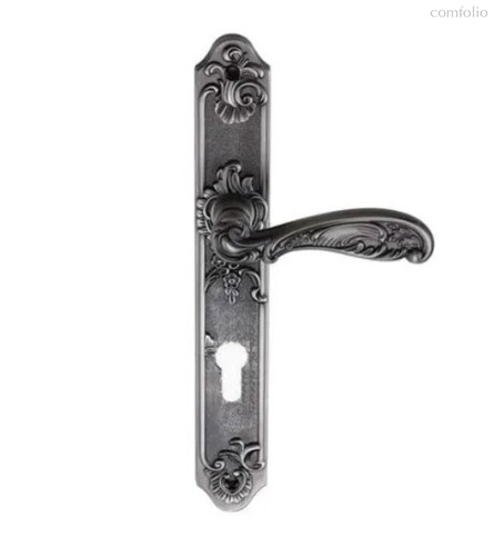 Ручка FLOR BL. SILVER (CL) (на планке под ключевой цилиндр, чернёное серебро) - Archie