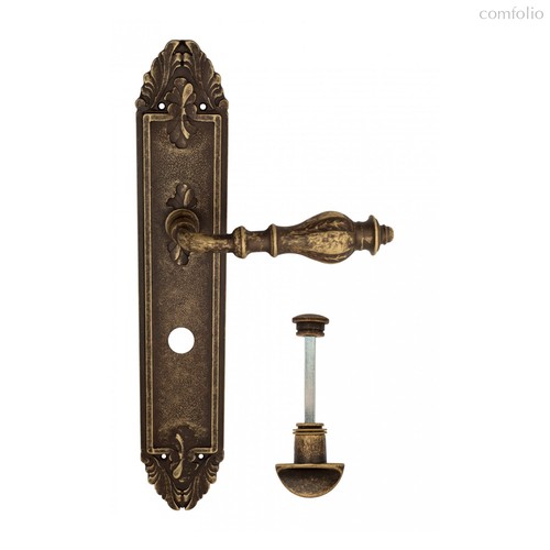 Дверная ручка Venezia Gifestion WC-2 на планке PL90 античная бронза - Venezia Collezione