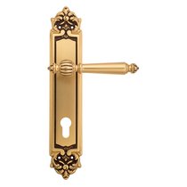 Дверная ручка Venezia Pellestrina CYL на планке PL96 французское золото + коричневый - Venezia Collezione