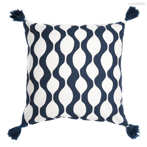 Чехол для подушки Traffic с кисточками серо-синего цвета из коллекции Cuts&Pieces, 45х45 см - Tkano
