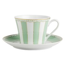Чашка чайная с блюдцем Noritake Карнавал 240 мл, зелёная полоска, п/к - Noritake