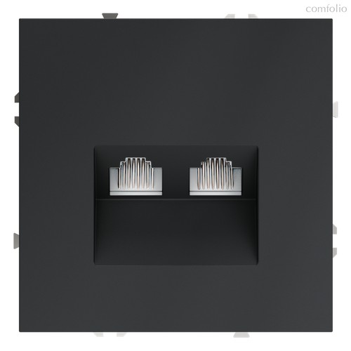 Розетка компьютерная встраиваемая VOLTUM S70 двойная RJ45+RJ45 кат.6, (графит) - Voltum