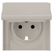 Лицевая панель для розетки 2к+з с крышкой 35634 LN, лен