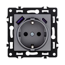 Розетка штепсельная SCHUKO 16A/250 В с USB A+C 20W, серый Kollinger Asthetik AS-016GY - Kollinger