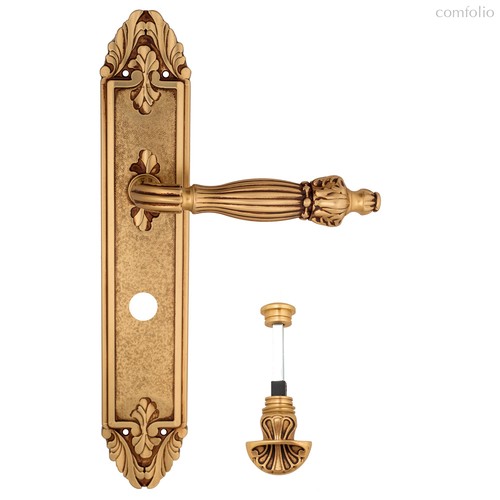 Дверная ручка Venezia Olimpo WC-4 на планке PL90 французское золото + коричневый - Venezia Collezione