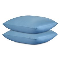 Набор наволочек из премиального сатина джинсово-синего цвета из коллекции Essential, 70х70 см - Tkano