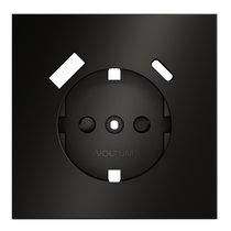 Накладка для розетки с заземлением и защитными шторками, с USB A+C, S70 Metal антрацит - Voltum
