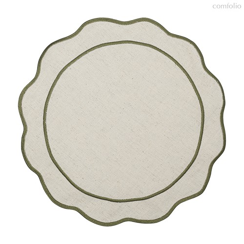 Салфетка под приборы Anemone из коллекции Trendy Ruffles, ?38 см, оливковый - Tkano