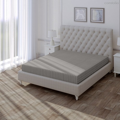 Простыня Verossa "Stripe На Резинке 160/200/30 борт 30 Gray" - Nordtex