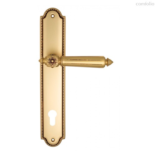 Дверная ручка Venezia Castello CYL на планке PL98 французское золото + коричневый - Venezia Collezione
