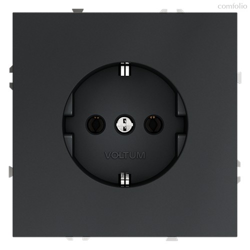 Розетка встраиваемая VOLTUM S70 с заземлением 16А, (графит) - Voltum