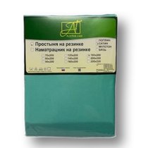 Простыня на резинке ПР-СО-Р-200-МЯ Мятный Сатин однотонный 200х200х25 - АльВиТек