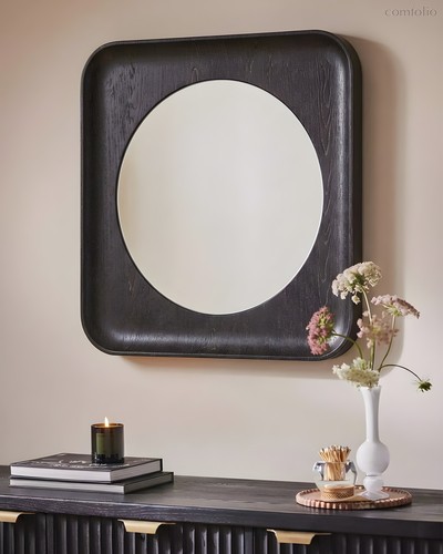 Настенное зеркало в раме Диеп, цвет черный - Louvre Home