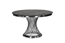 Стол обед иск. мрам Черный Аликанто (Nero Alicanto)/хром d120x75 - Garda Decor
